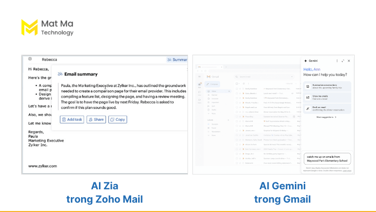 So sánh Zoho Mail và Gmail
