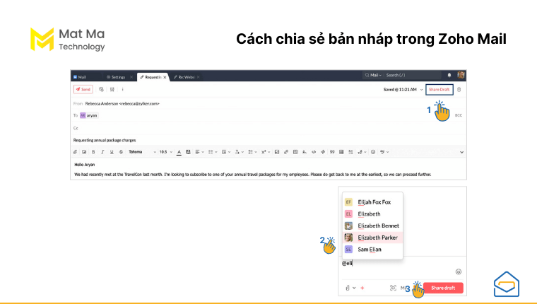 chia sẻ bản nháp email