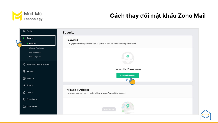 Đổi mật khẩu email Zoho