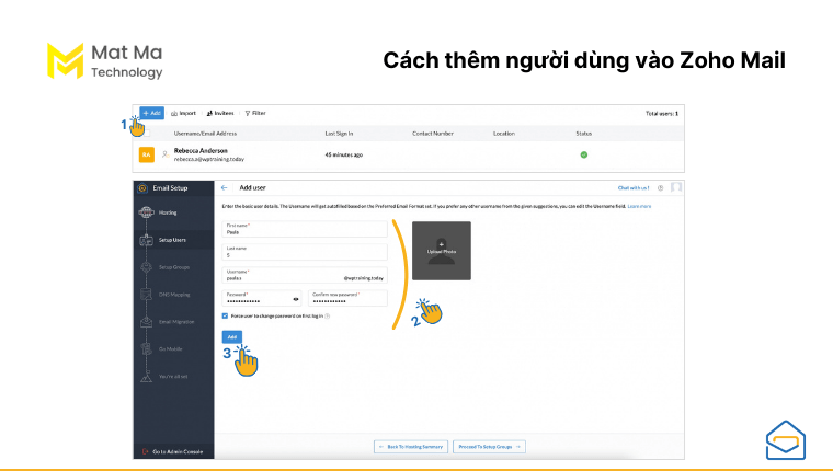 Cách thêm người dùng vào Zoho Mail