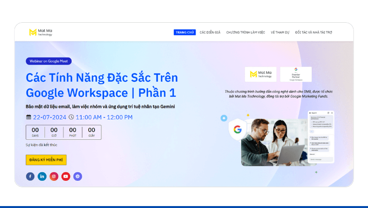 landing page giới thiệu webinar