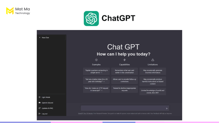 Giao diện Chat GPT