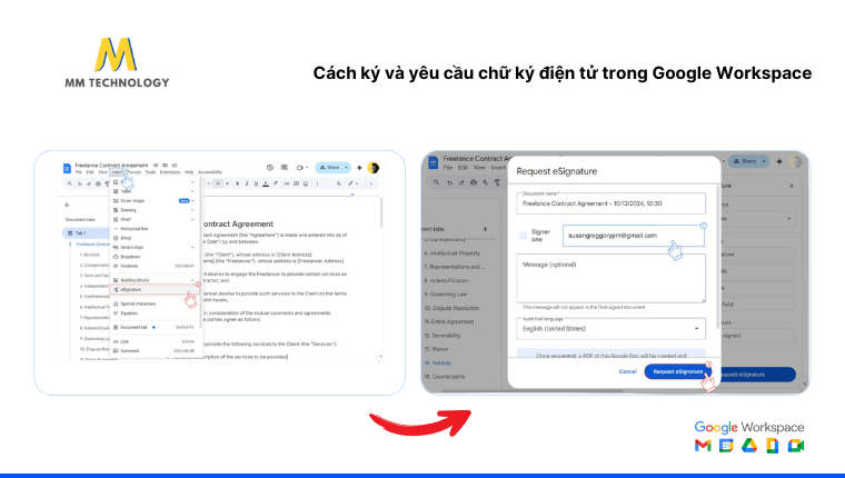 cách ký và yêu cầu ký điện tử trong Google Workspace