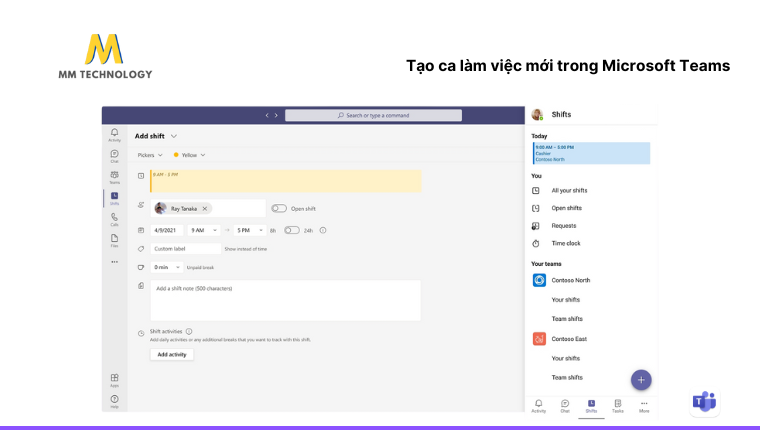 tạo Shifts trong Microsoft Teams