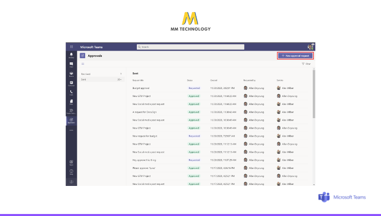 Cách tạo phê duyệt trong Microsoft Teams từ hub