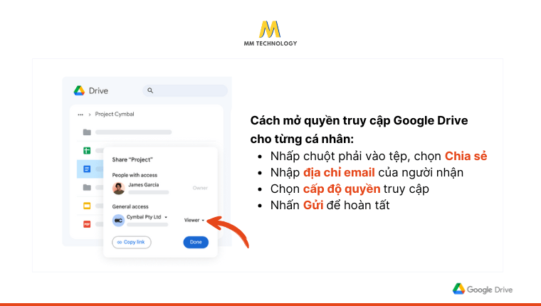 Cách mở quyền truy cập Google Drive cho cá nhân