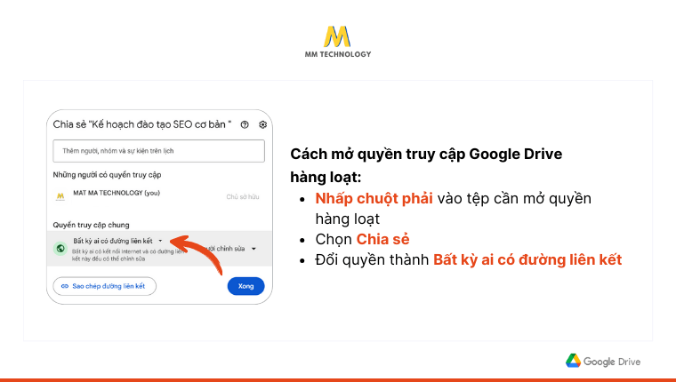 Cách mở quyền truy cập Google Drive hàng loạt