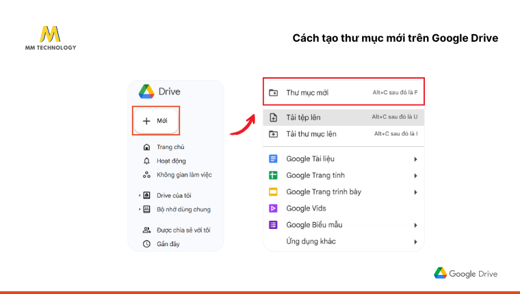cách tạo thư mục mới trong Drive