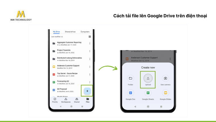 cách tải file lên Google Drive trên điện thoại