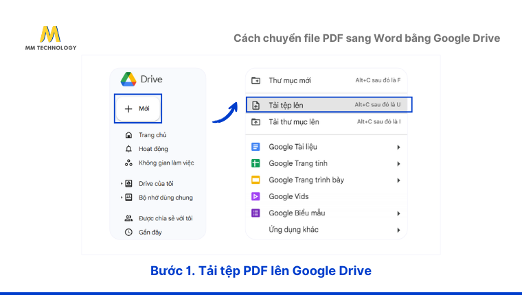 chuyển PDF sang Word bằng Google drive bước 1
