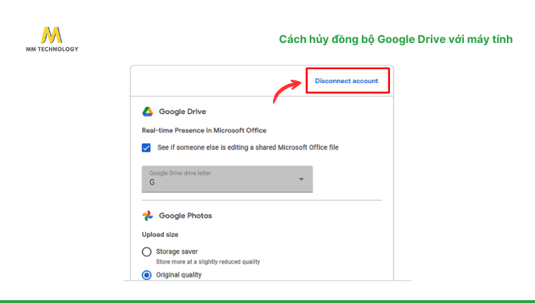 cách hủy đồng bộ Google Drive với máy tính