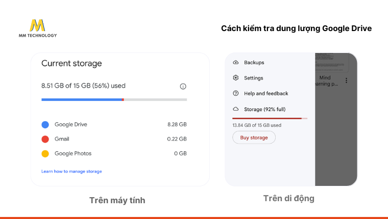Kiểm tra dung lượng Google Drive bị đầy