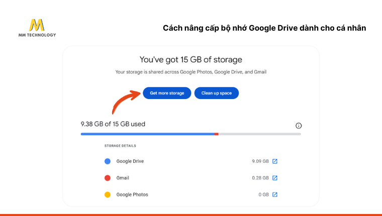 Nâng cấp bộ nhớ Google Drive