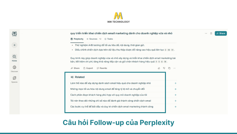 Câu hỏi Follow-up của Perplexity