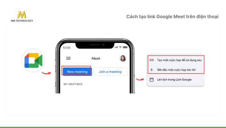 Hướng dẫn cách tạo link Google Meet trên điện thoại