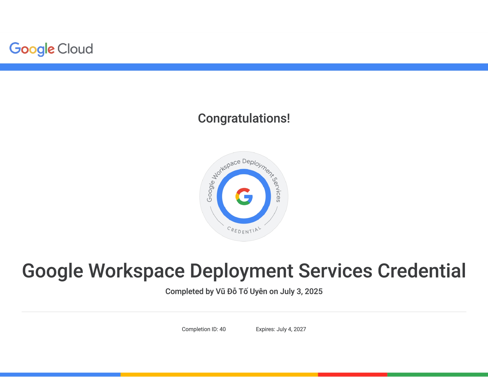 Google Workspace Deployment Services Credential