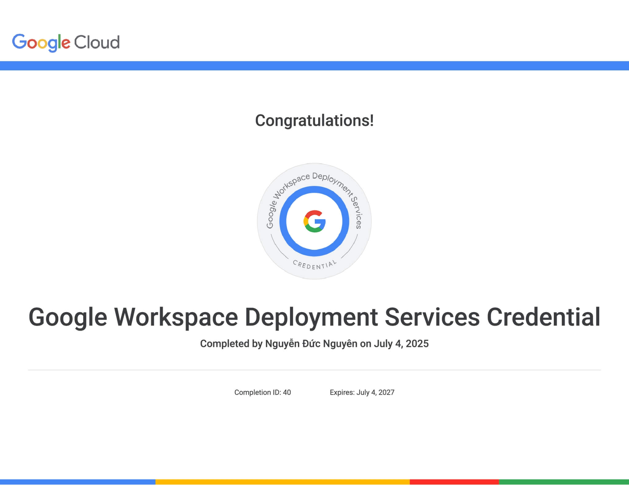 Google Workspace Deployment Services Credential