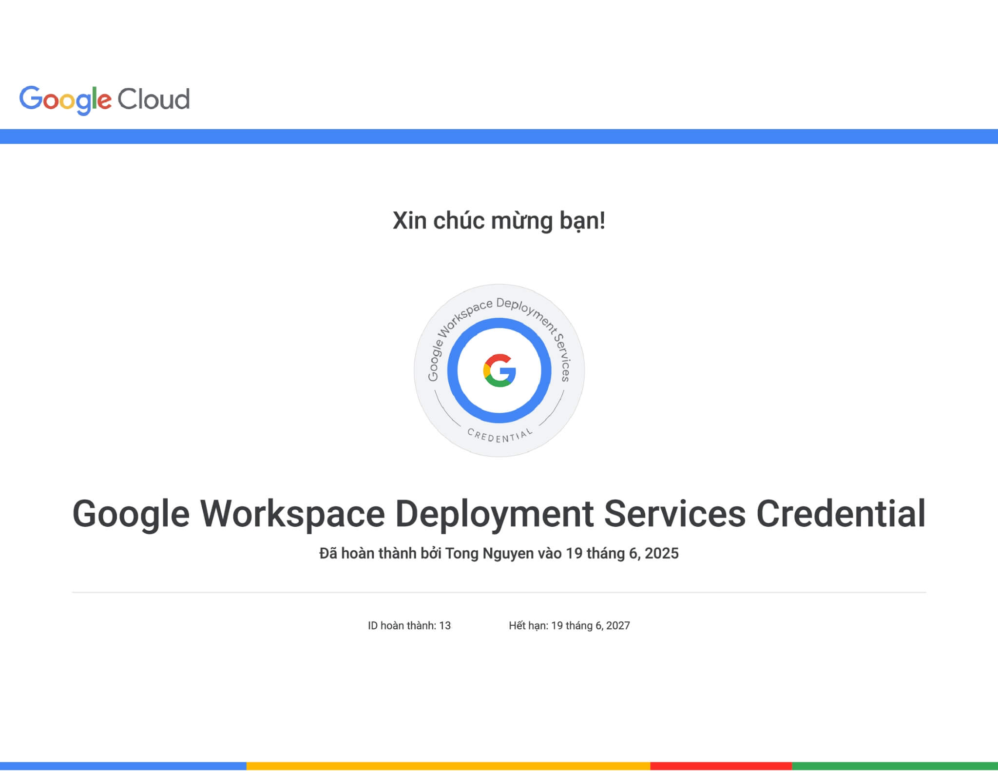 chứng chỉ Google Workspace Deployment Services