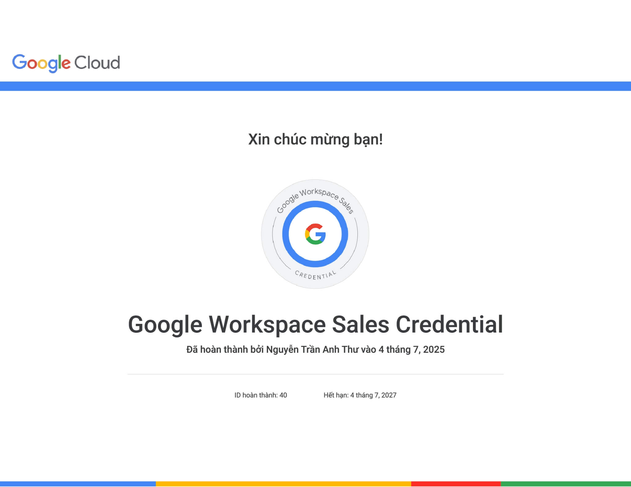 Chứng chỉ Google Workspace cho sales