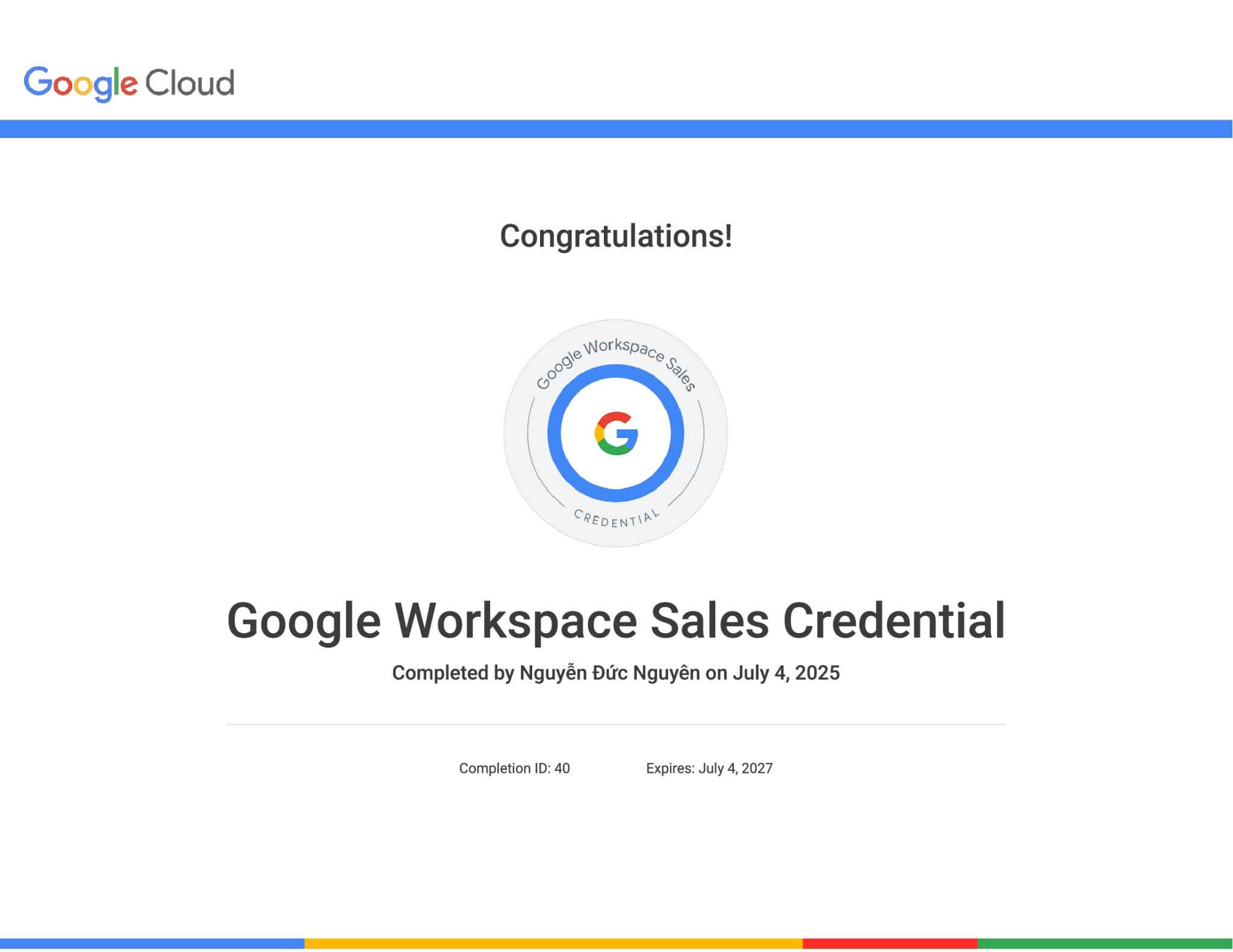 chứng nhận Google Workspace cho bán hàng