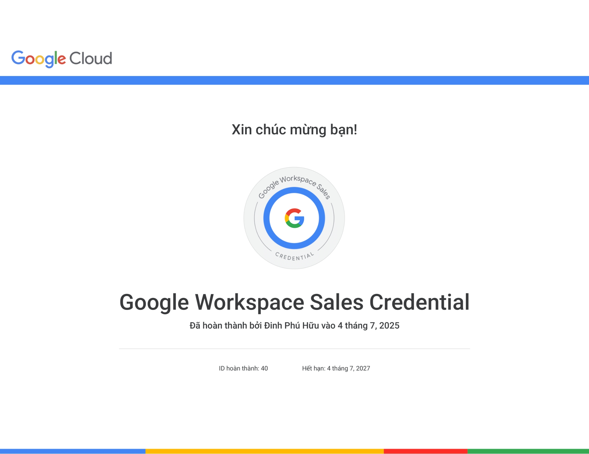chứng chỉ Google Workspace cho kinh doanh