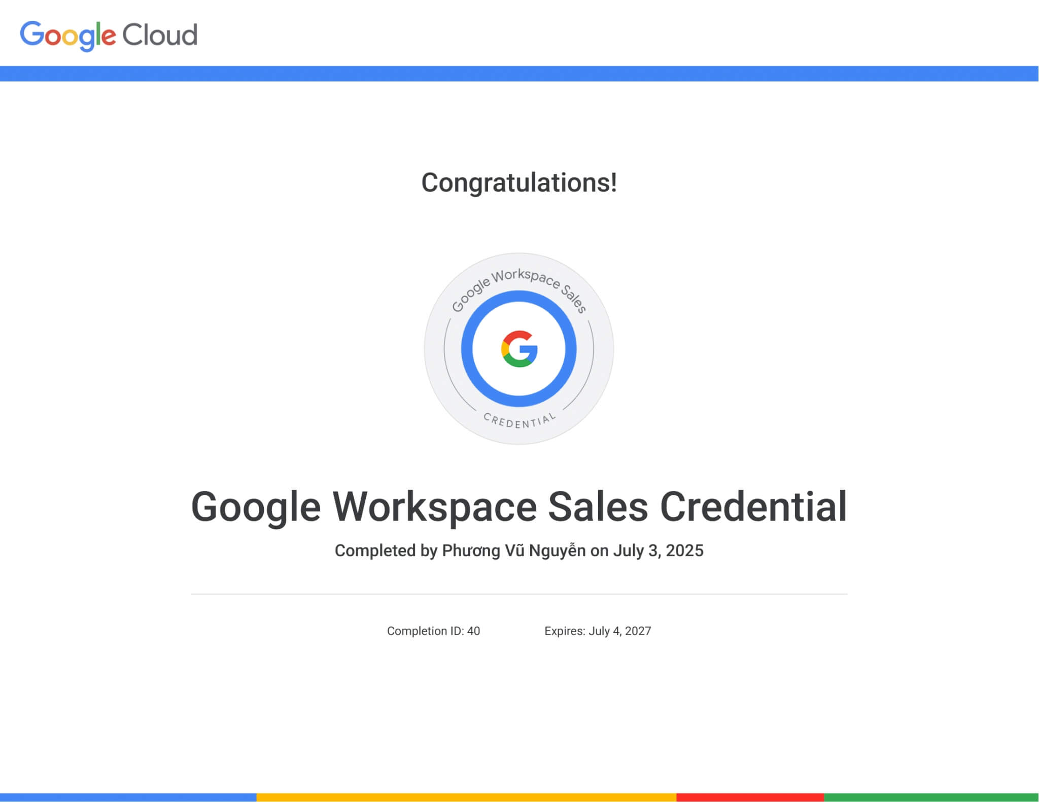Google Workspace Sales Credential