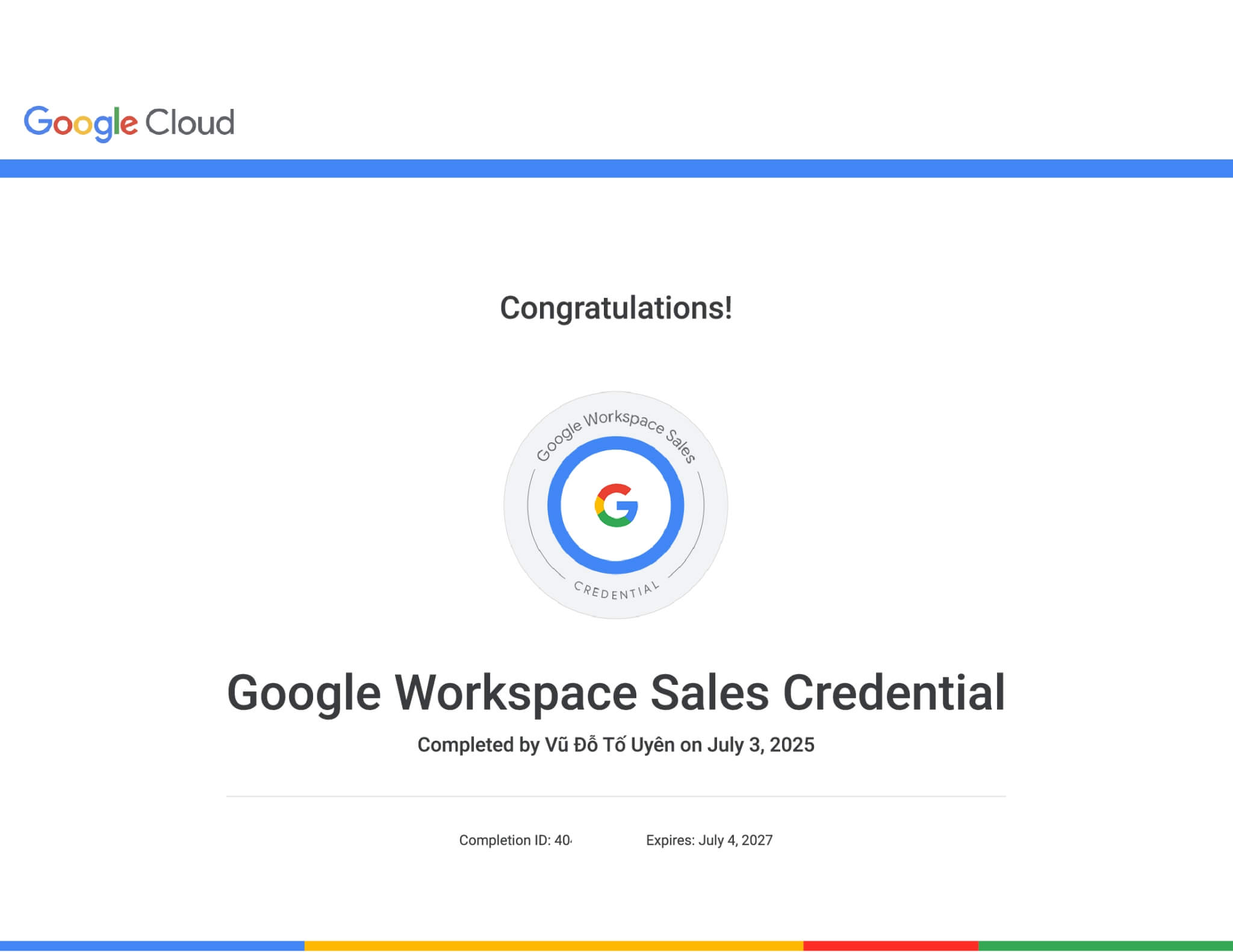 Chứng chỉ Google Workspace Sales Credential