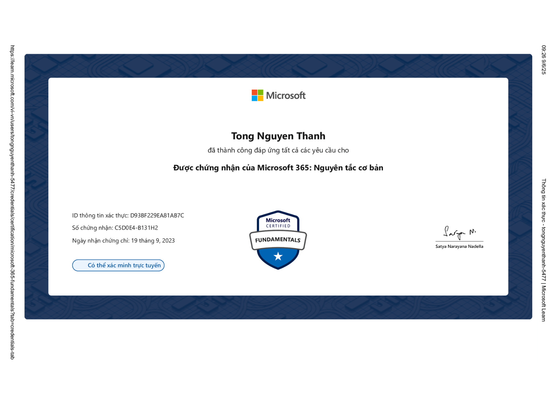 chứng chỉ Microsoft quốc tế Microsoft Certified Fundamentals