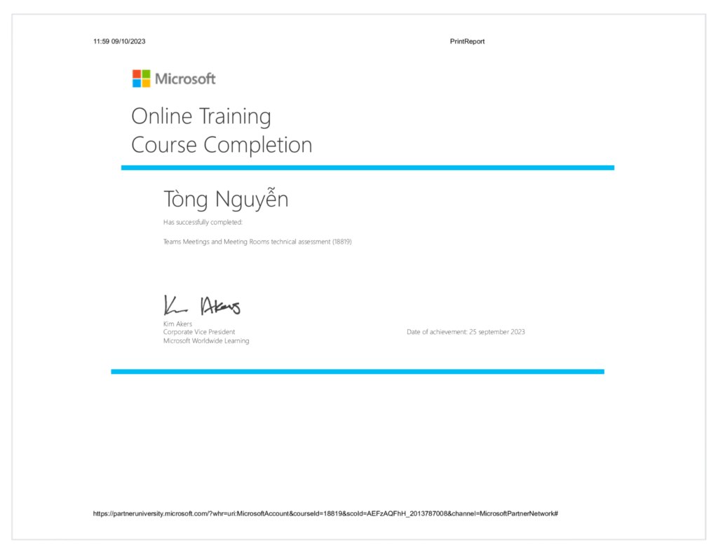 khóa học Microsoft online training