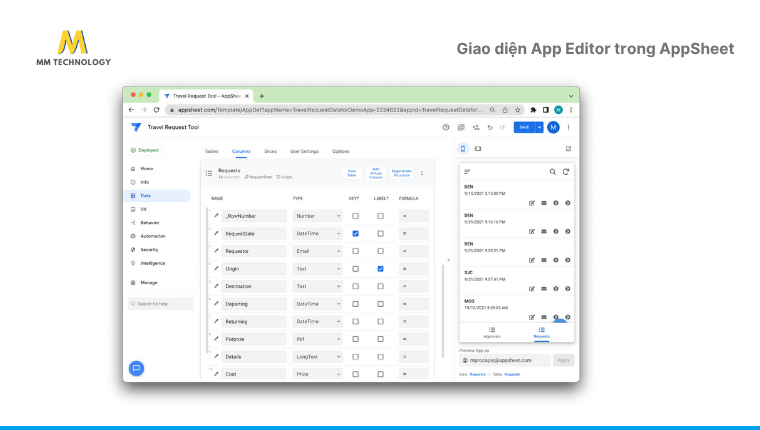 giao diện app editor