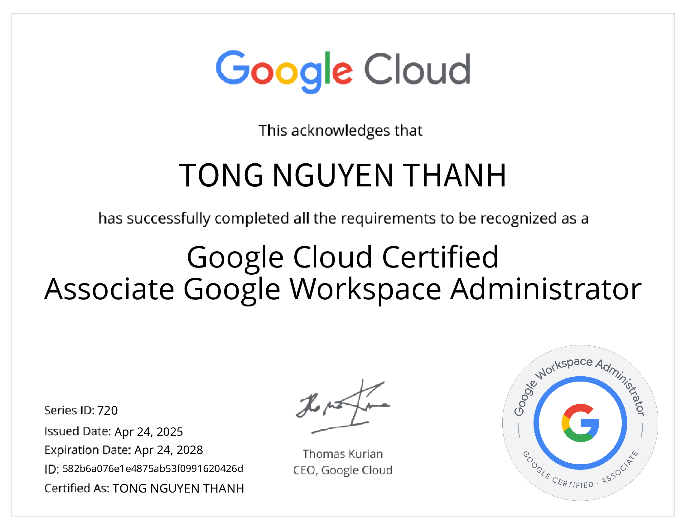 chứng chỉ google workspace administrator cơ bản
