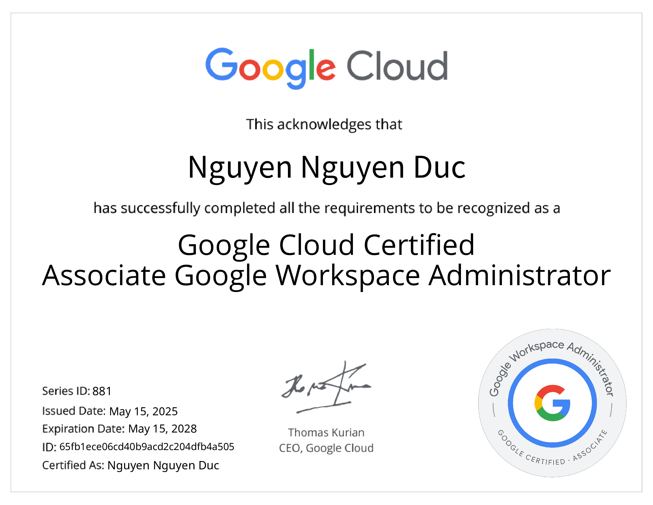 chứng chỉ google cloud