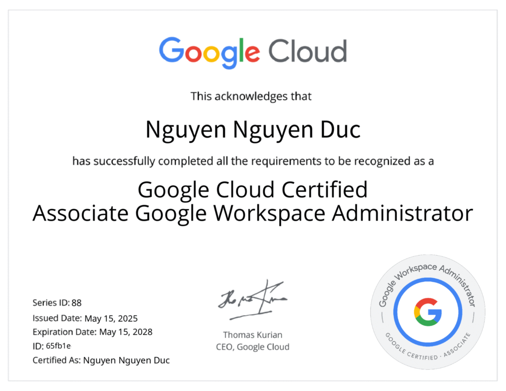 chứng nhận google workspace quốc tế