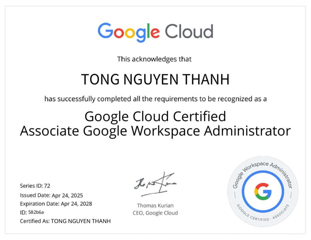 chứng chỉ google workspace quốc tế