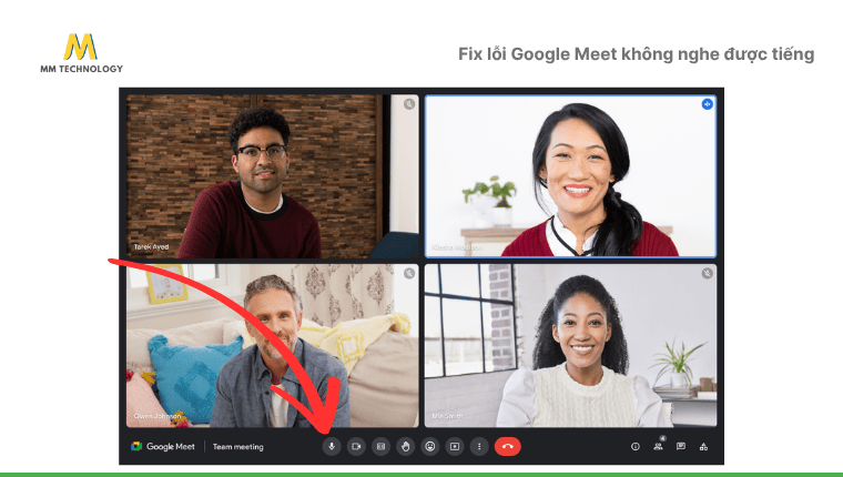 Kiểm tra các nút mute khi Google Meet không nghe được tiếng