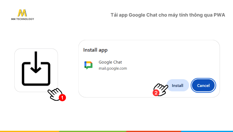 Tải app Google Chat cho máy tính thông qua PWA