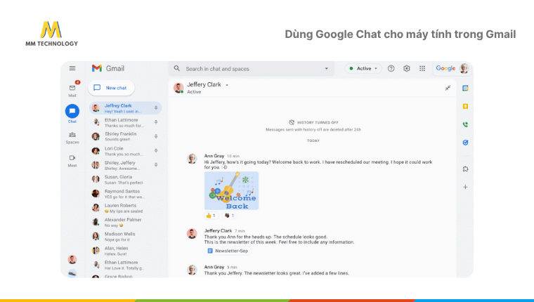 Dùng Google Chat cho máy tính trong Gmail