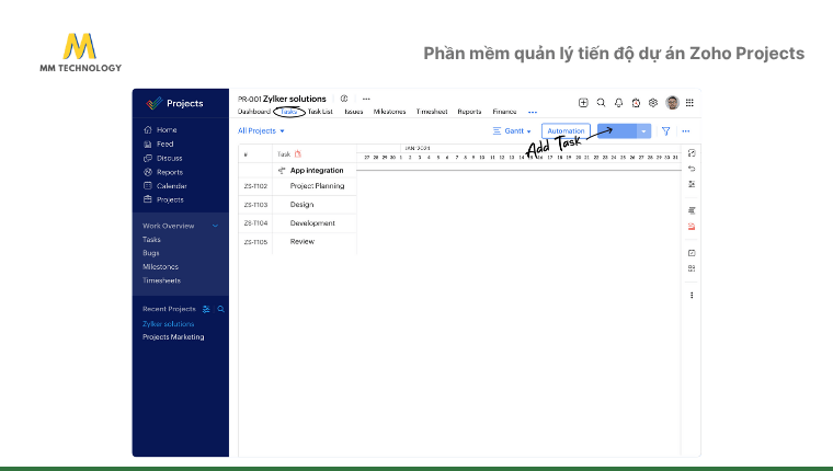 Phần mềm quản lý tiến độ dự án Zoho Projects