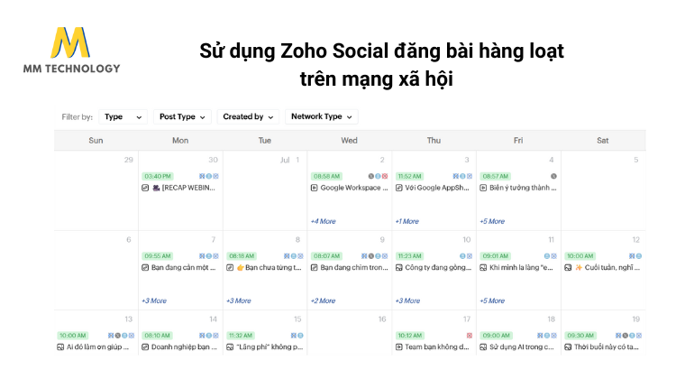 Zoho Social đăng bài trên mạng xã hội