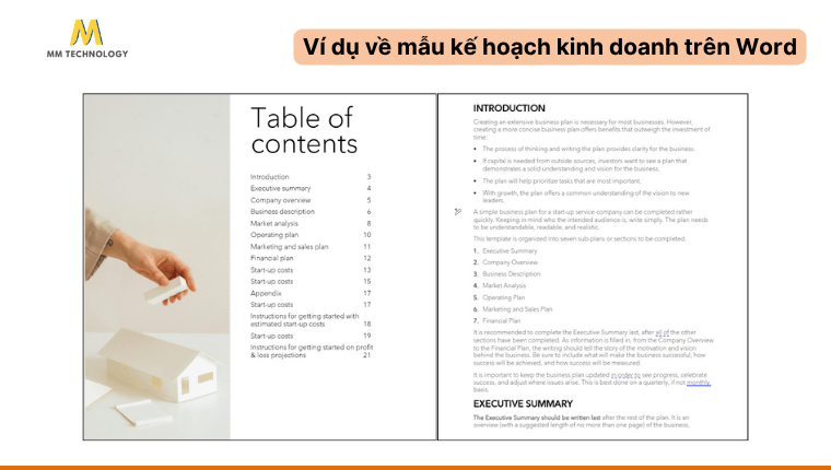 Mẫu Business Plan trên Word