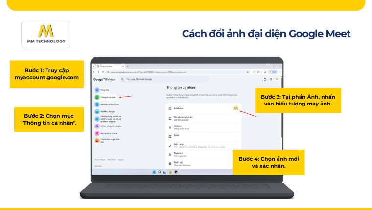 Đổi ảnh đại diện qua trang quản lý Tài khoản Google