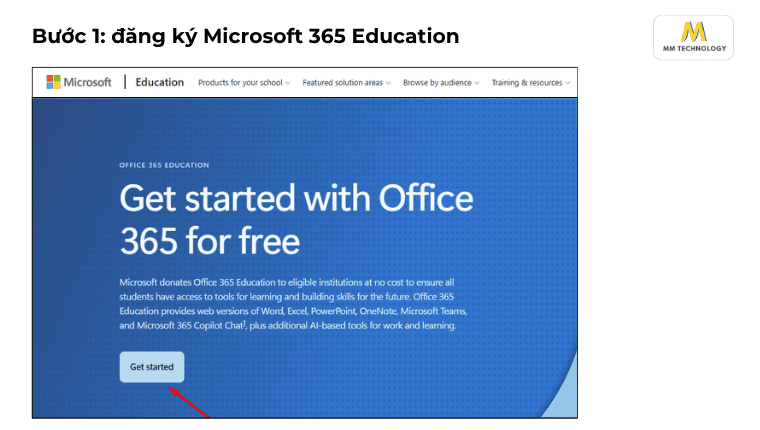 Bước 1: đăng ký Microsoft 365 Education