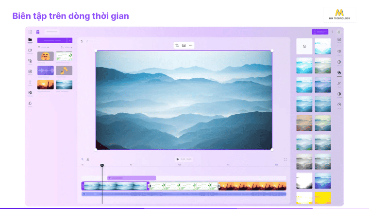 thanh timeline của clipchamp