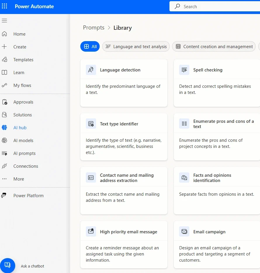 giao diện Microsoft Power Automate