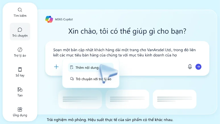 hỏi đáp nhanh với Microsoft 365 Copilot