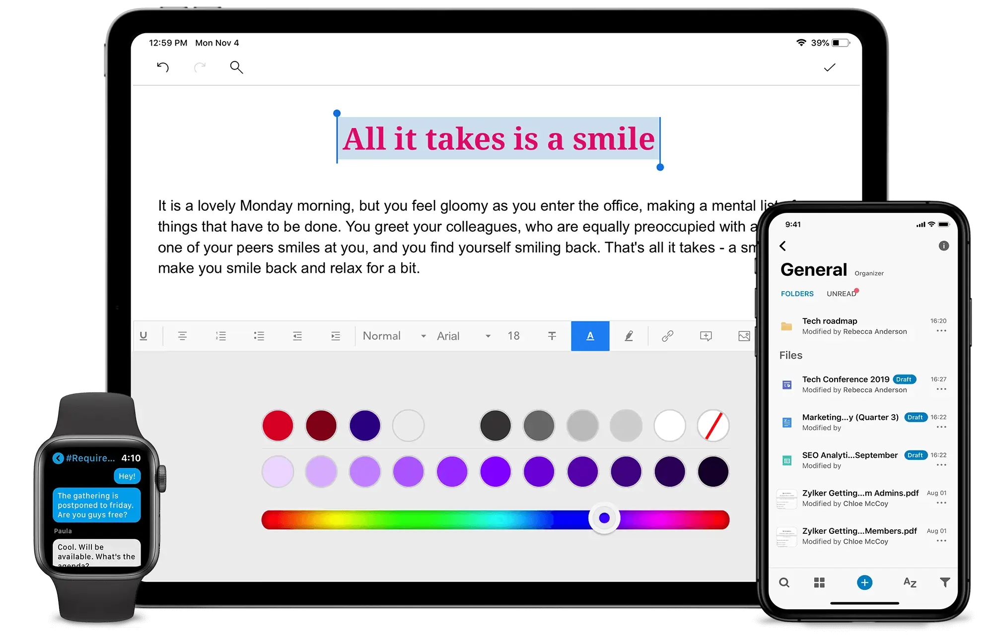 ứng dụng zoho workplace trên di động