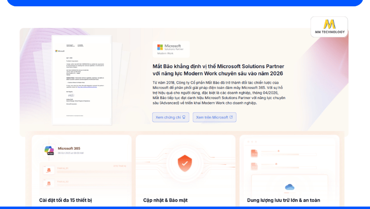chứng nhận đại lý Microsoft tại Việt Nam của Mắt Bão
