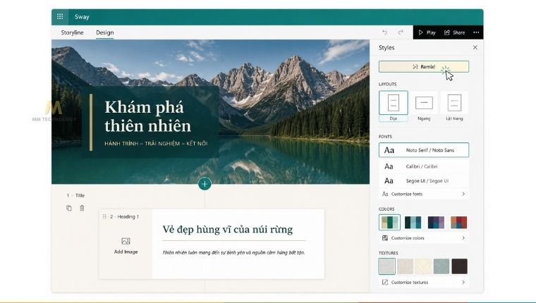 Cách tùy chỉnh giao diện Microsoft Sway -Bước 3