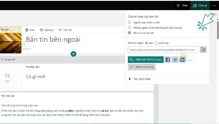 cách chia sẻ Microsoft Sway