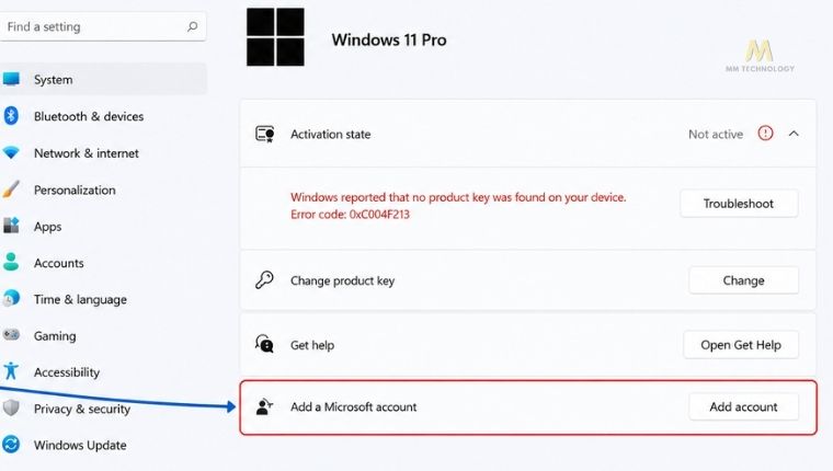 Active Windows bằng Giấy phép kỹ thuật số - Bước 1